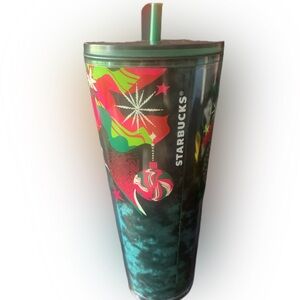 NEW NOS Starbucks 2023 Festive Holiday 24Oz Tumbler Poinsettia Great Graphics